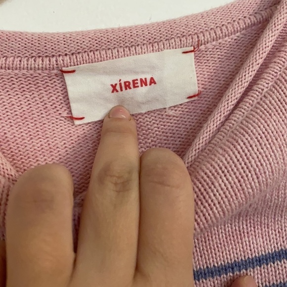 XIRENA / pink purple ombré gradient striped crop roll neck knit sweater small S - Picture 2 of 7